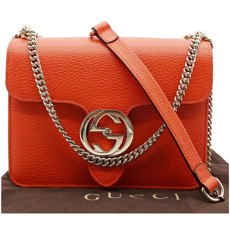 gucci 510304 interlocking chain orange leather cross body bag|Crossbody Bags for Women .